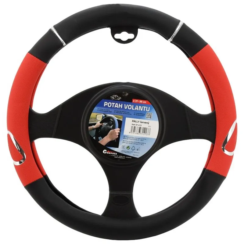 Potah volantu COMPASS RALLY 37 - 39 cm černo / červený Akční Cena