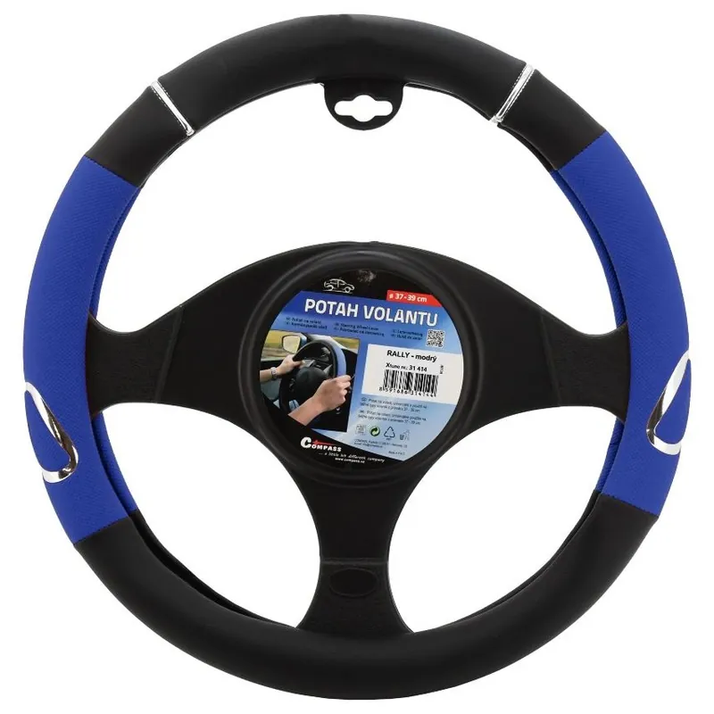 Potah volantu COMPASS RALLY 37 - 39 cm černo / modrý Cenová Bomba