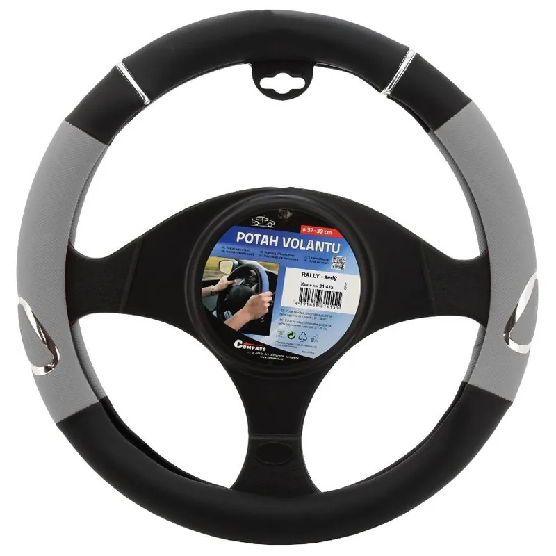 Potah volantu COMPASS RALLY 37 - 39 cm černo / šedý Odeslání Ihned