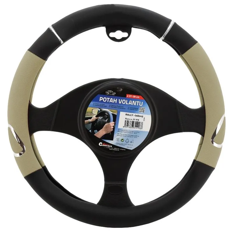 Potah volantu COMPASS RALLY 37 - 39 cm černo / béžový Horká Nabídka