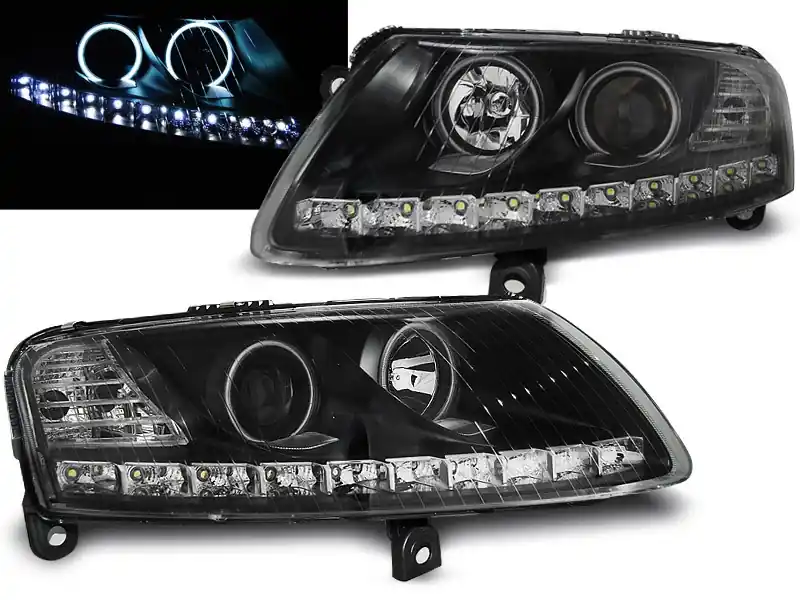 Cenová Bomba Audi A6 04-08 - přední černá světla s LED svícením a CCFL ANGEL EYES