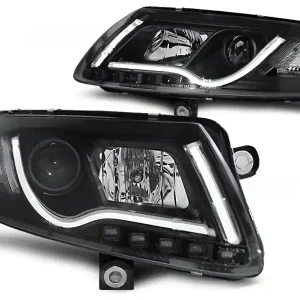Audi A6 04-08 - přední černé světla s LED denním svícením TUBE LIGHTS Víkendová Akce