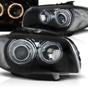 Přímo Od Výrobce BMW 1 E87/E81/82/88 04-11 - přední černá světla s ANGEL EYES