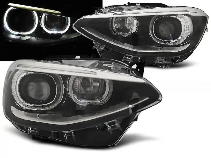 BMW F20 / 21 11-14 - přední černá světla s LED denním svícením TRU Expresní Doručení