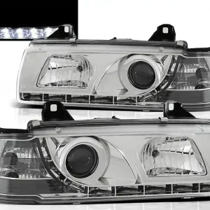 BMW E36 90-99 SEDAN, KOMBI, COMPACT - přední chrom světla s LED svícením Cenově Výhodný