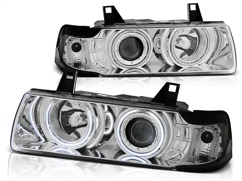 Poslední Šance BMW E36 90-99 COUPE, CABRIO - přední chrom světla s ANGEL EYES CCFL