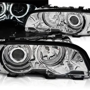 BMW E46 99-03 COUPE CABRIO - přední chrom světla s ANGEL EYES CCFL Finální Výprodej