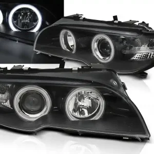 Akce BMW E46 03-06 COUPE CABRIO - přední černá světla s ANGEL EYES CCFL pro xenon