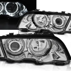 Ihned K Objednání BMW E46 98-01 SEDAN, COMBI - přední chrom světla s ANGEL EYES LED