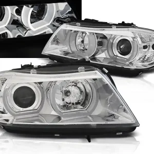 Ihned K Objednání BMW E90/E91 05-08 - přední chrom světla s ANGEL EYES 3D pro xenon