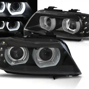 BMW E90/E91 09-11 - přední černá světla s ANGEL EYES 3D s LED blikačem pro xenon Super Cena