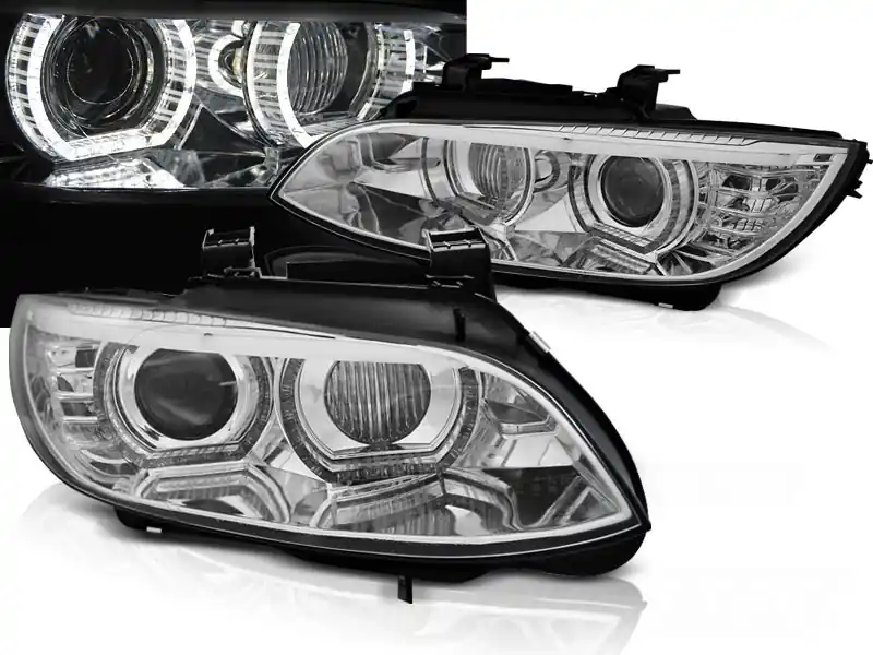Originální BMW E92/E93 06-10 - přední chrom světla s ANGEL EYES a AFS pro xenon