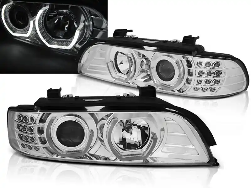BMW E39 95-03 - přední chrom světla s ANGEL EYES 3D a LED blinkrem Levný