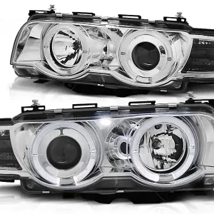 Oblíbený BMW E38 98-01 - přední chrom světla s ANGEL EYES pro xenon