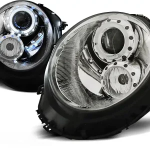 Cenový Hit BMW MINI (COOPER) 06-14 - přední chrom světla s ANGEL EYES