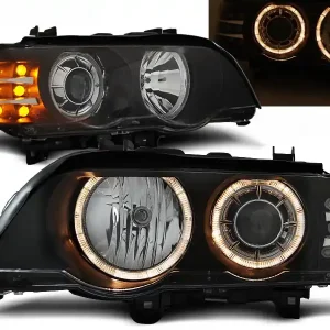 BMW X5 E53 99-03 - přední černá světla ANGEL EYES a LED blinkrem pro xenon Výprodej
