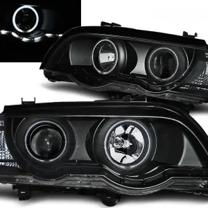 BMW X5 E53 99-03 - přední černá světla ANGEL EYES CCFL a LED svícením pro xenon Sleva