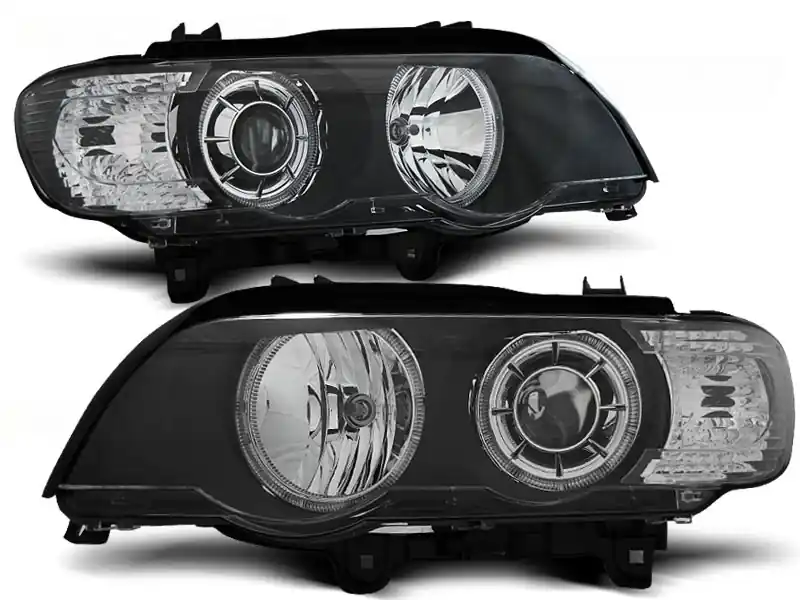 BMW X5 E53 99-03 - přední černá světla ANGEL EYES LED pro xenon Vysoce Kvalitní