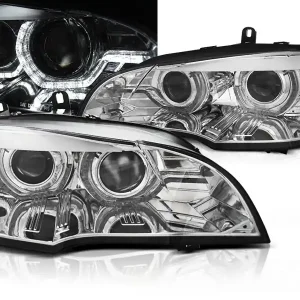 BMW X5 E70 07-10 - přední chrom světla AFS ANGEL EYES a denním svícením pro xenon Omezená Nabídka