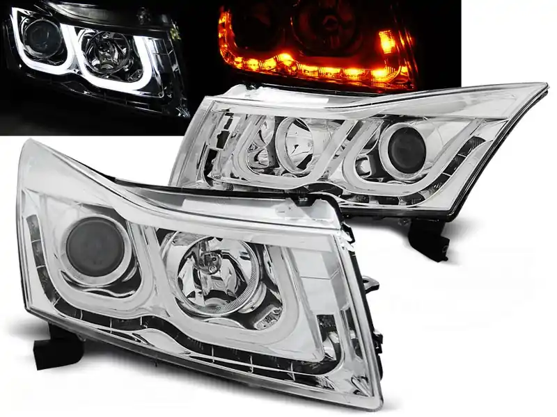 CHEVROLET CRUZE 09-12 - přední chrom světla ANGEL EYES a led blinkrem Finální Výprodej