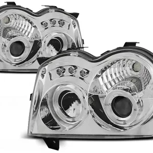 CHRYSLER JEEP GRAND CHEROKEE 05-08 - přední chrom světla ANGEL EYES Jen Po Omezenou Doba
