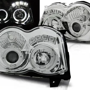 Expresní Doručení CHRYSLER JEEP GRAND CHEROKEE 08-10 - přední chrom světla ANGEL EYES