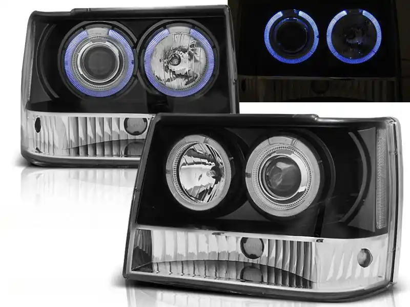 Super Cena CHRYSLER JEEP GRAND CHEROKEE 93-98 - přední černá světla ANGEL EYES