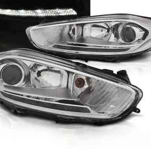 FORD FIESTA MK7 13-16 - přední chrom světla s LED denním svícením Aktuální