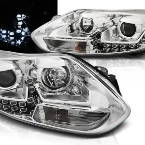 FORD FOCUS 11-14 - přední chrom světla s LED svícením Nejprodávanější