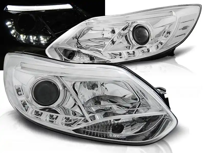 FORD FOCUS 11-14 - přední chrom světla TUBE LIGHTS Výprodej