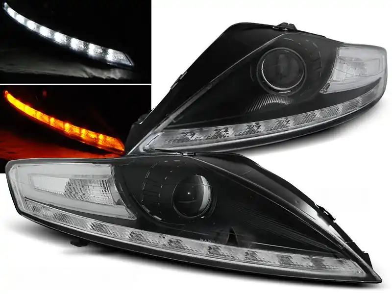 Ověřený FORD MONDEO 07-10 - přední černá světla s LED svícením a LED blinkrem