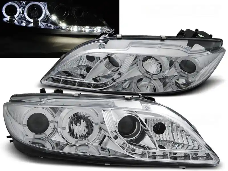 MAZDA 6 02-07 - přední chrom světla ANGEL EYES s LED svícením Speciální Cena