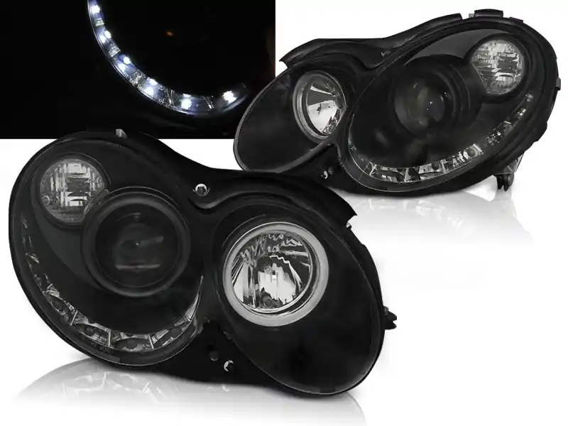 MERCEDES CLK W209 03-10 - přední černá světla s LED svícením Výhodná Nabídka