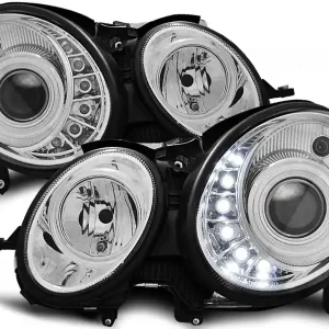 MERCEDES W211 E-KLASA 06-09 - přední chrom světla s LED svícením Sleva