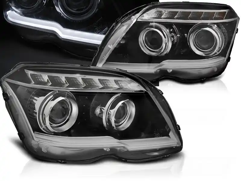 Pouze Dnes MERCEDES GLK X204 08-12 - přední černá světla TUBE LIGHT a LED blinkrem