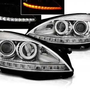 MERCEDES W221 05-09 - přední chrom světla pro xenon s LED svícením Výhodná Nabídka