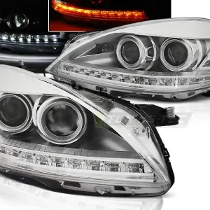 MERCEDES W221 05-09 - přední chrom světla pro xenon s LED svícením Rychlé Dodání