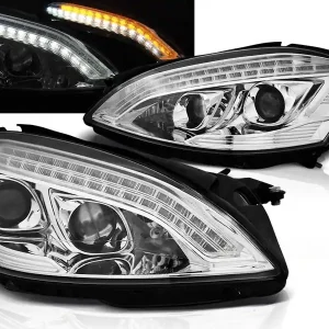 Víkendová Akce MERCEDES W221 05-09 - přední chrom světla pro xenon s LED svícením