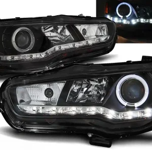 Vysoce Kvalitní MITSUBISHI LANCER 08-16 - přední černá světla s LED svícením