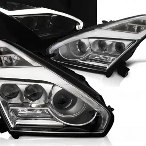 NISSAN GT-R 08-13- přední chrom světla LED projector TUBE LIGHT Cenově Výhodný