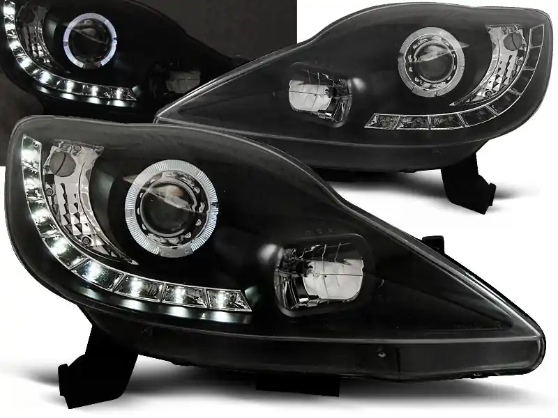 PEUGEOT 107 05-11 - přední černá světla s LED svícením Omezená Nabídka