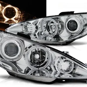 PEUGEOT 206 02- - přední chrom světla ANGEL EYES Sleva