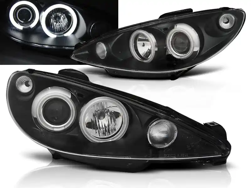Tovární Cena PEUGEOT 206 02- - přední černá světla ANGEL EYES CCFL
