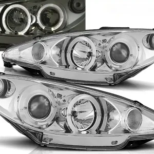 Vrácení Zdarma PEUGEOT 206 98-02 - přední chrom světla ANGEL EYES