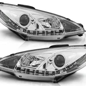 Autentický PEUGEOT 206 98-02 - přední chrom světla s LED svícením