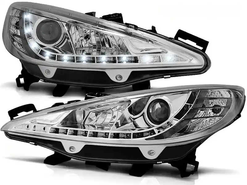 Bezpečná Platba PEUGEOT 207 06-12 - přední chrom světla s LED svícením