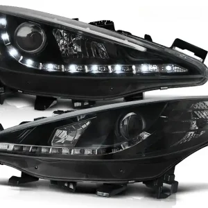 Ověřený PEUGEOT 207 06-12 - přední černá světla s LED svícením