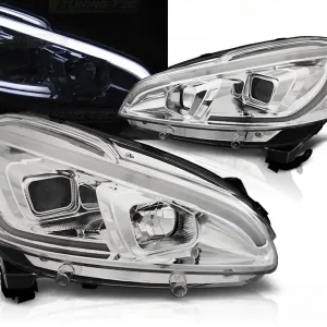 PEUGEOT 208 12-15 - přední chrom světla TUBE LIGHT Nízká Cena