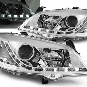 Značkový OPEL ASTRA G 97-04 - přední chrom světla s LED svícením