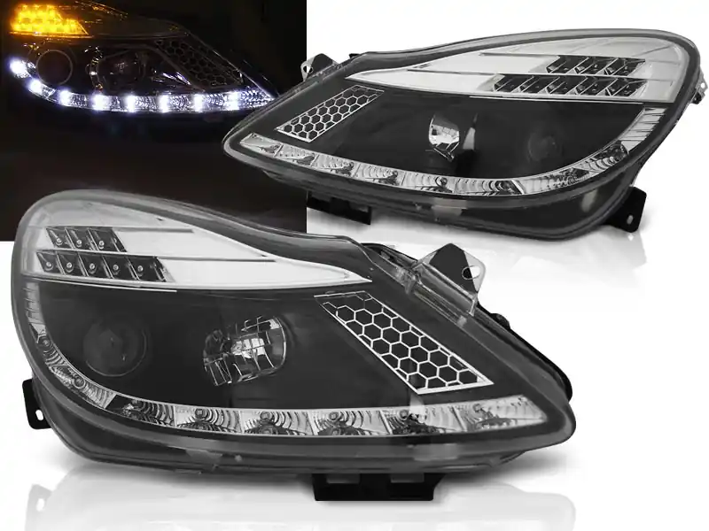 OPEL CORSA D 06-11 - přední černá světla s LED svícením a LED blinkrem Vysoce Kvalitní